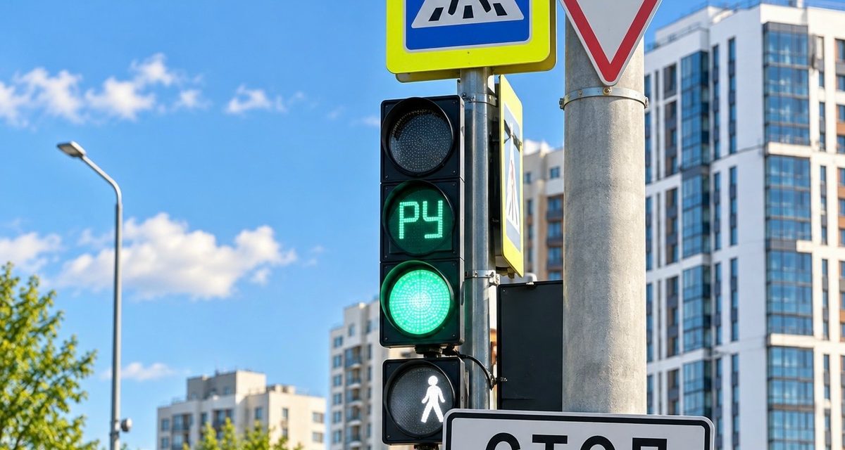 Надпись «РУ» на светофорах Орла помогает менять сигналы в часы пик
